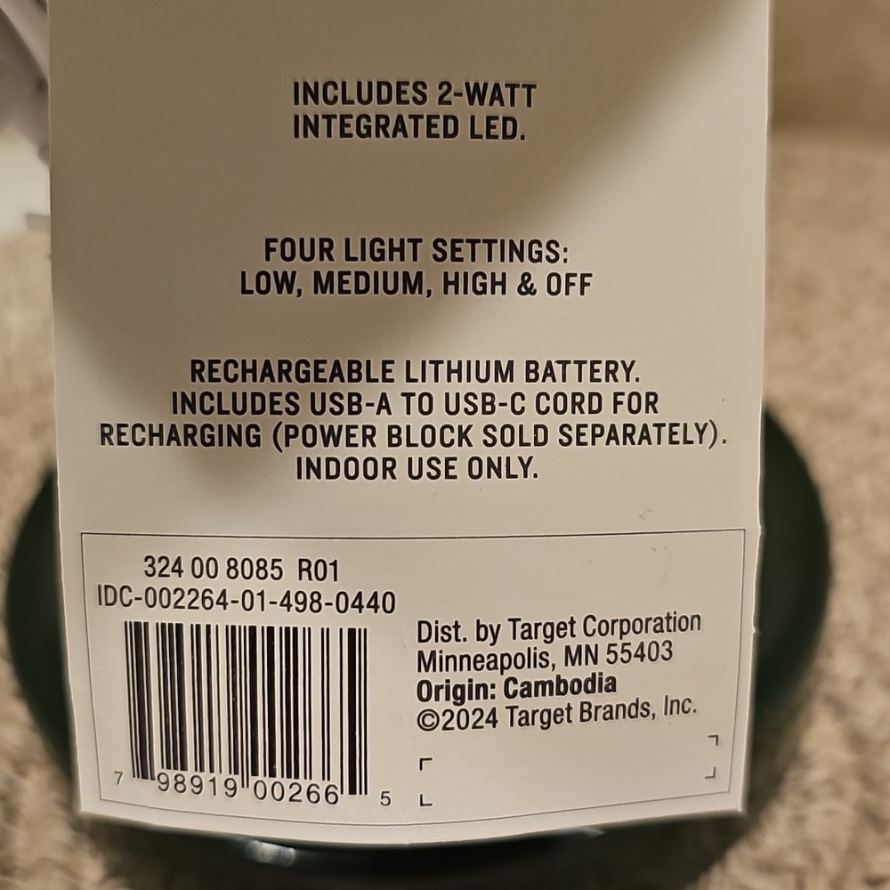 New Hearth And Hand Dark Green Rechargeable Table Lamp - Picture 4 of 7